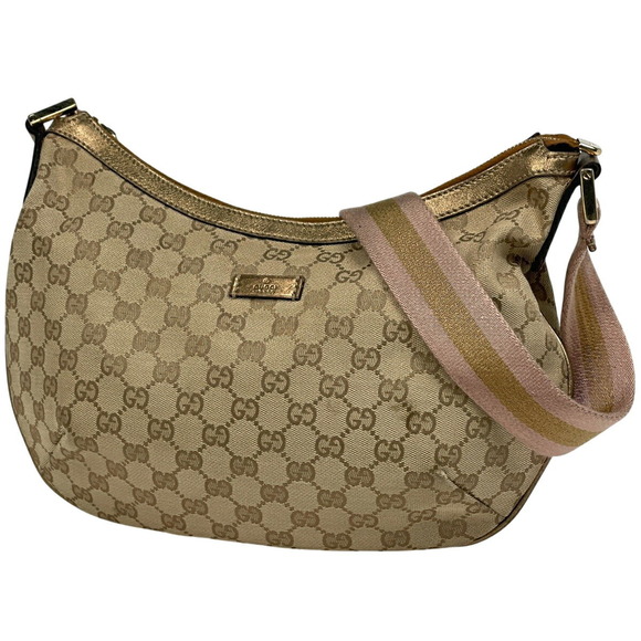 Gucci Handbags - Gucci GG shoulder bag Sherry web canvas beige gold